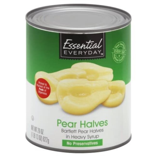 Essential Everyday Pear Halves Heavy Syrup, 29 oz, 12 ct