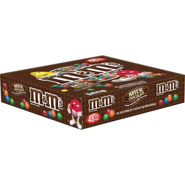 M&M'S Milk Chocolate Candy, 1.69 oz, 48 ct