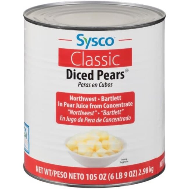 Sysco Pears In Juiced Diced, #10, 6 ct