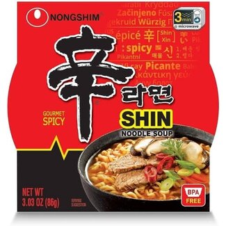 Nongshim Nongshim Shin Bowl Noodle Soup, 3.03 oz, 12 ct