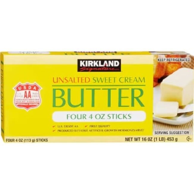 Kirkland Signature Butter Unsalted Sticks, 1 lb, 4 ct
