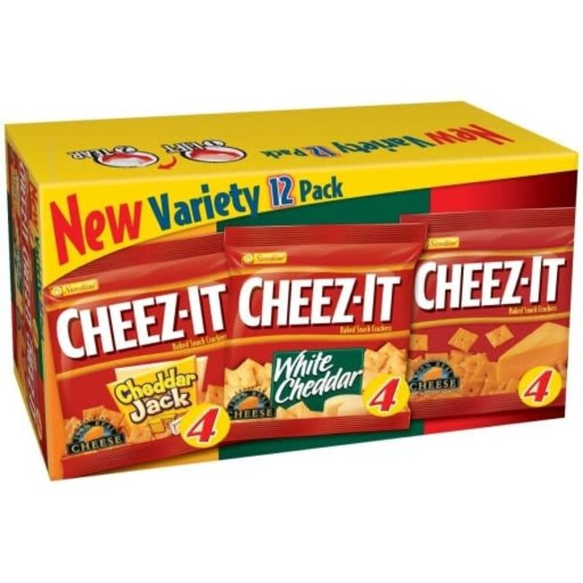 Cheez-It Variety Crackers Cheddar Jack White Cheddar & Original 12 Pack, 12.1 oz, 4 ct