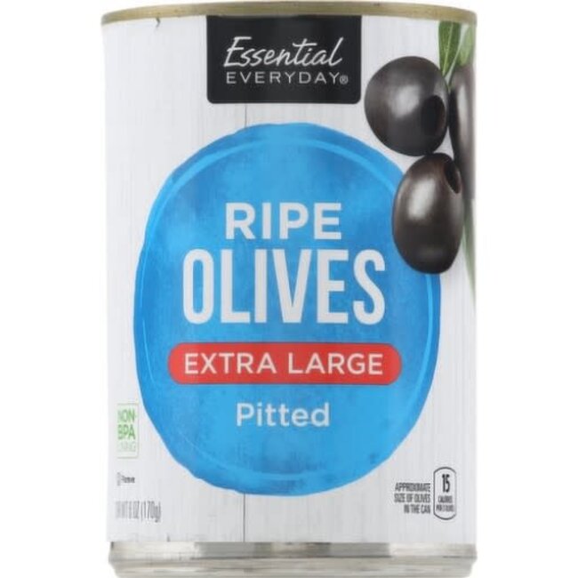 Essential Everyday Ripe Olives Pitted Large, 6 oz