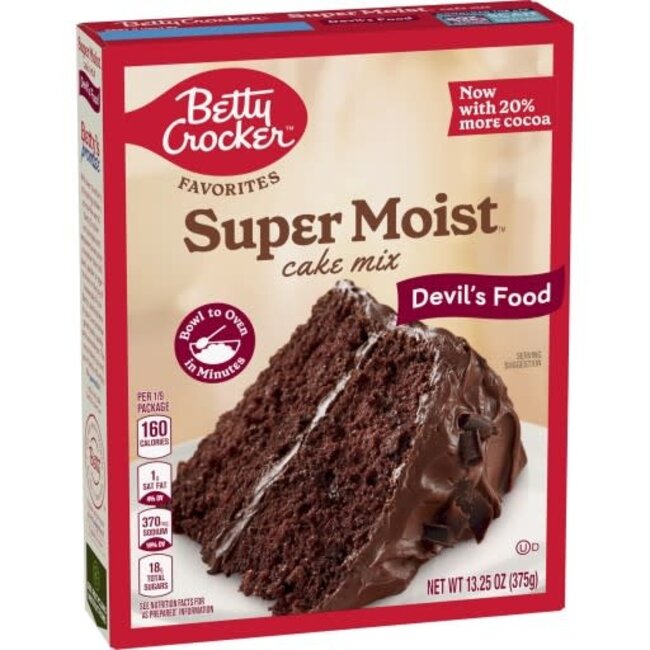 Betty Crocker Cake Mix Super Moist Devil's Food, 13.25 oz, 12 ct