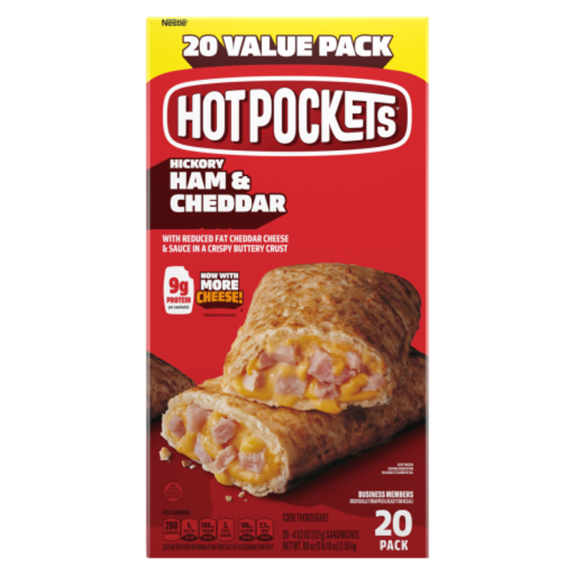 Hot Pockets Hickory Ham and Cheddar, 4.5 oz, 20 ct