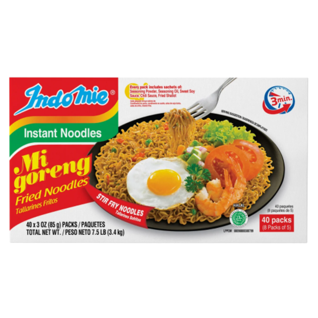 Indomie Mi Goreng Instant Fried Noodles, 3 oz, 40 ct