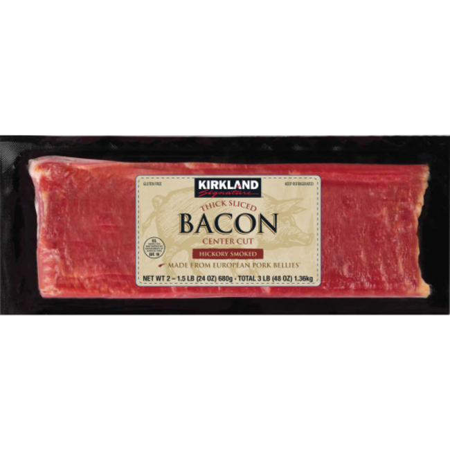 Kirkland Signature Thick Sliced Bacon, 1.5 lb, 2 ct