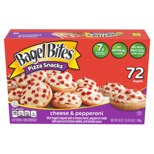 Bagel Bites Pizza Snacks Cheese & Pepperoni, 72 ct