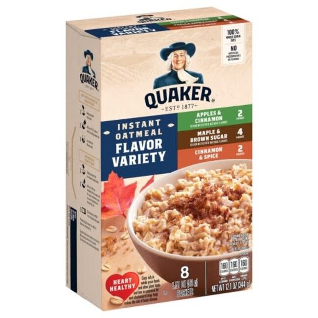 Quaker Flavour Variety Instant Oatmeal Packet, 12.1 oz, 12 ct