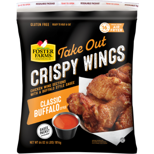 Foster Farms Take Out Crispy Chicken Wings Classic Buffalo, 4 lb