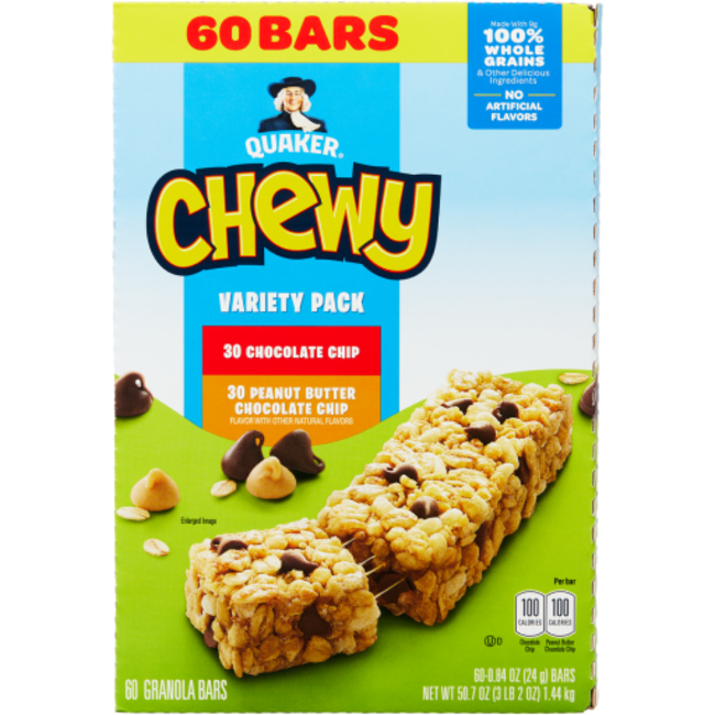 Quaker Chewy Granola Bar Variety Pack, .84 oz, 60 ct