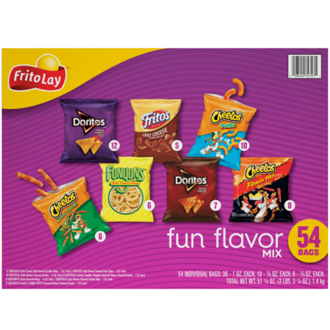 Frito-Lay Fun Flavor Mix Variety Pack, 54 ct