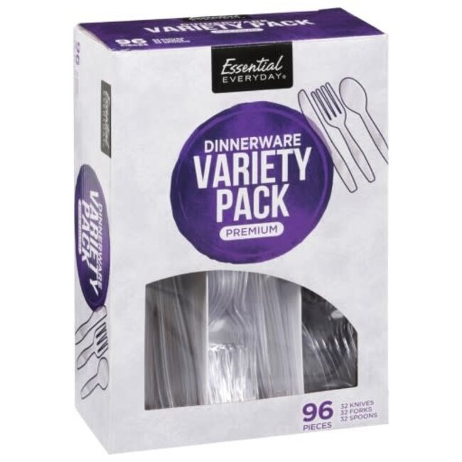 Essential Everyday Premium Dinnerware Variety Pack, 96 ct, (Pack of 6)