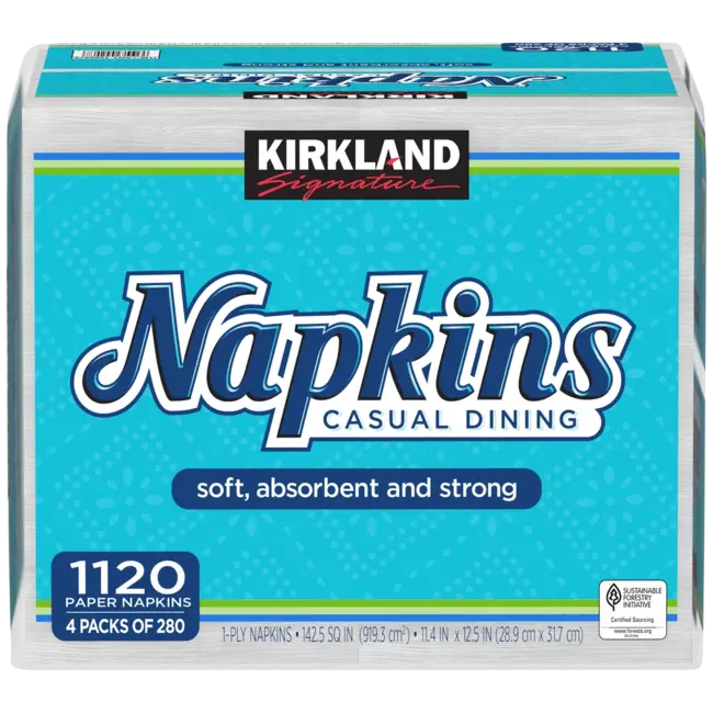 Kirkland Signature Casual Dining Napkins, 280 ct, (Pack of 4)