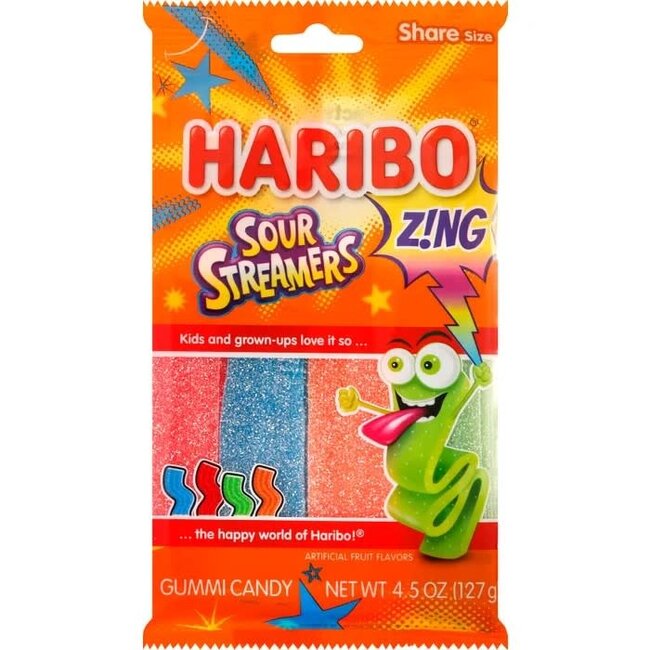 Haribo Zing Sour Streamers, 4.5 oz, 12 ct