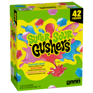 Gushers Gushers Super Sour Fruit Flavored Snacks Variety Pack, 0.8 oz, 42 ct