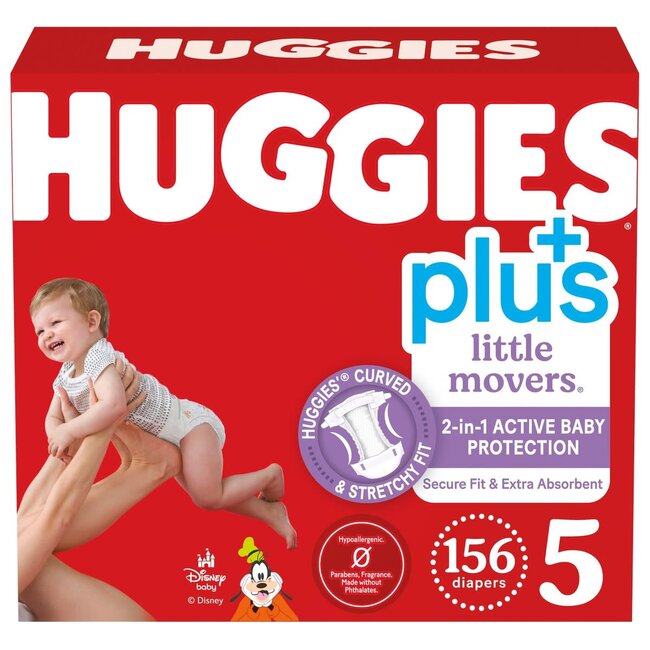 Huggies Plus Diapers Size 5, 156 ct