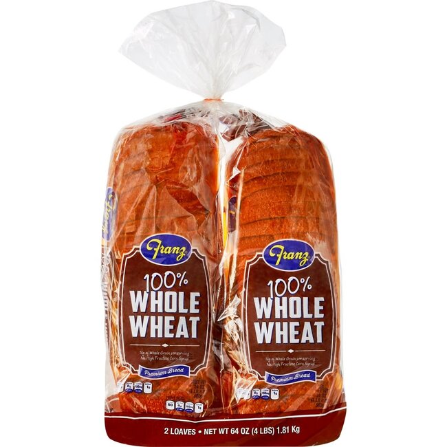 Franz 100% Whole Wheat Bread, 32 oz, 2 ct