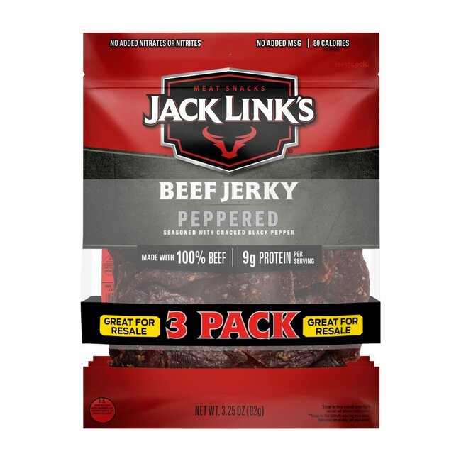 Jack Link's Beef Jerky Peppered, 3.25 oz, 3 ct
