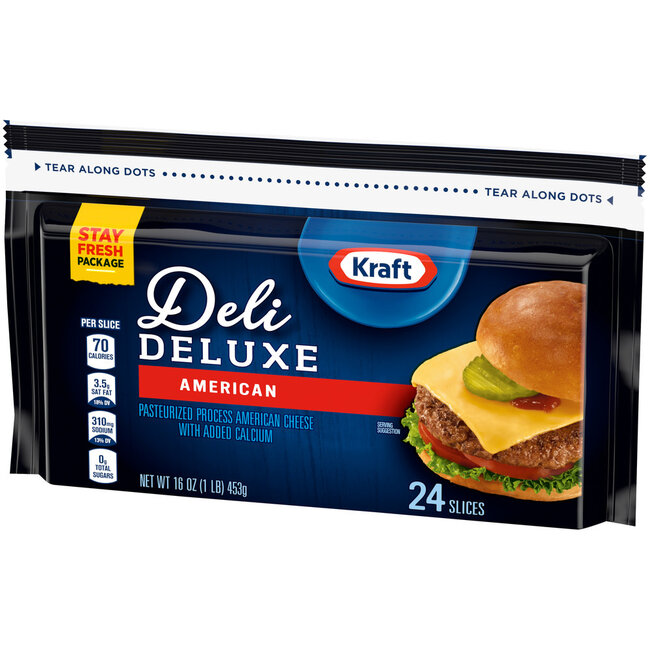 Kraft American Cheese Deli Deluxe Sliced, 16 oz, 12 ct