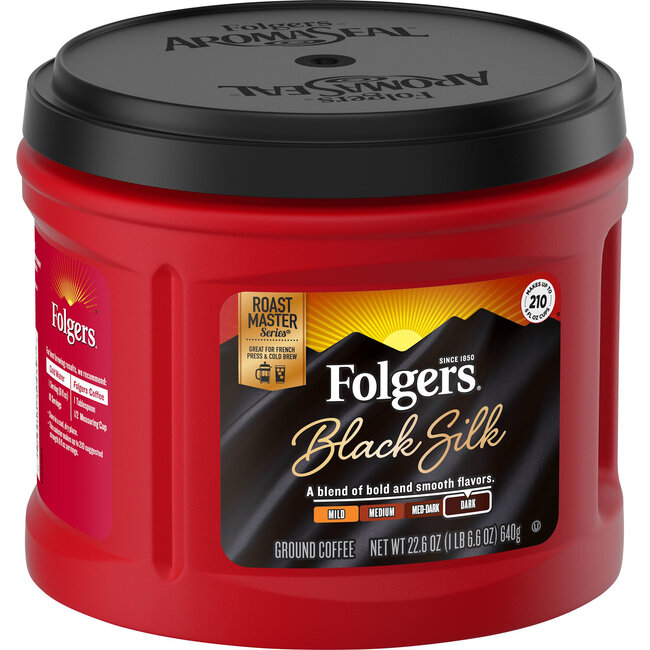 Folgers Coffee Black Silk Canister Brown, 22.6 oz
