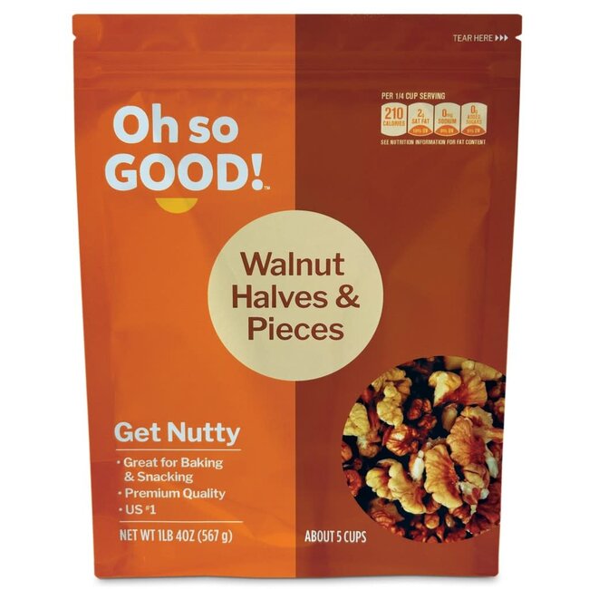 Oh So Good! Walnut Halves & Pieces, 20 oz
