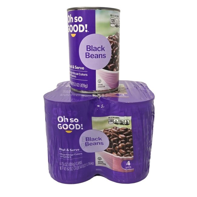 Oh So Good! Black Beans, 15.5 oz, 4 ct