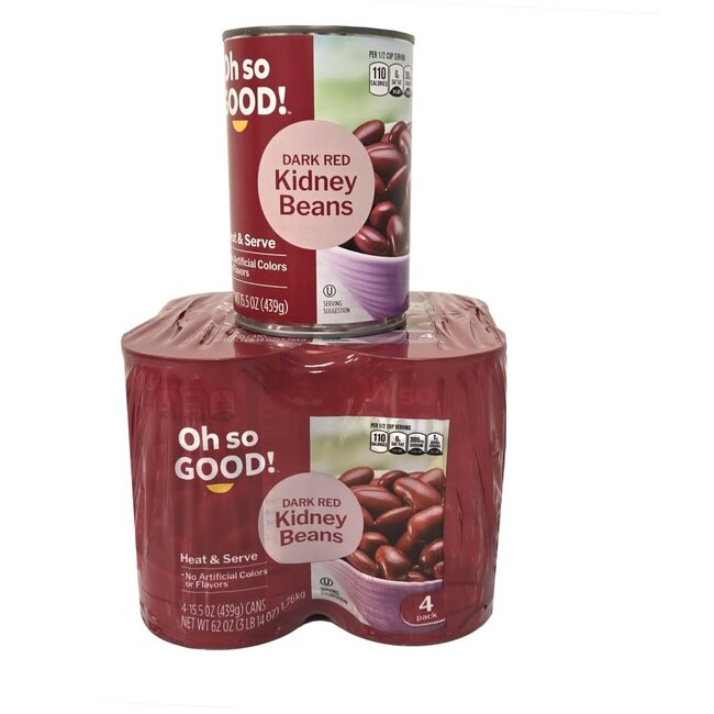 Oh So Good! Dark Red Kidney Beans, 15.5 oz, 4 ct