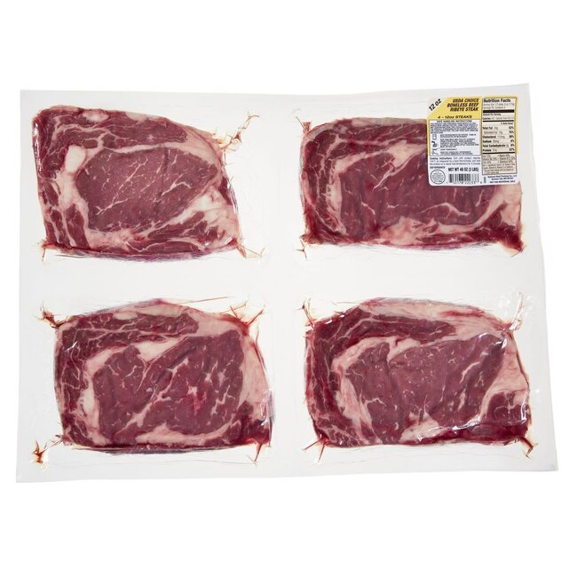 USDA Choice Beef Ribeye Steak, 12 oz, 4 ct