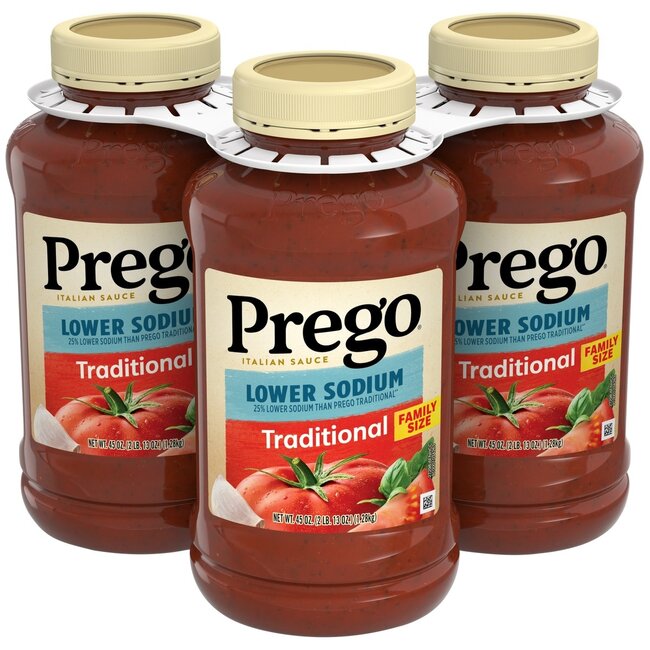Prego Pasta Sauce Traditional Lower Sodium, 45 oz, 3 ct
