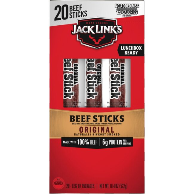 Jack Link's Beef Sticks Original, 0.92 oz, 20 ct