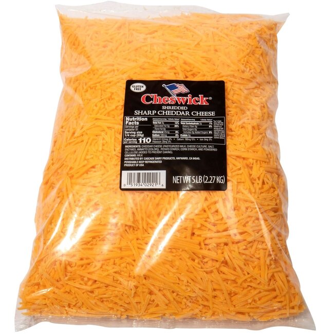 Cheswick Sharp Cheddar Cheese Shredded, 5 lb