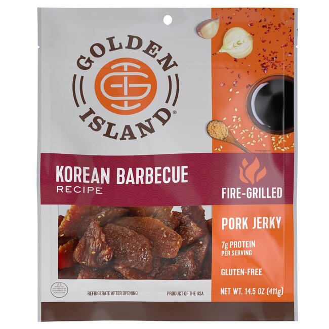 Golden Island Pork Jerky Pieces, Korean Barbecue, 14.5 oz