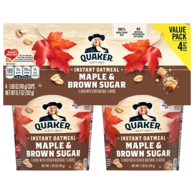 Quaker Instant Oatmeal Maple Brown Sugar, 6.7 oz, 6 ct