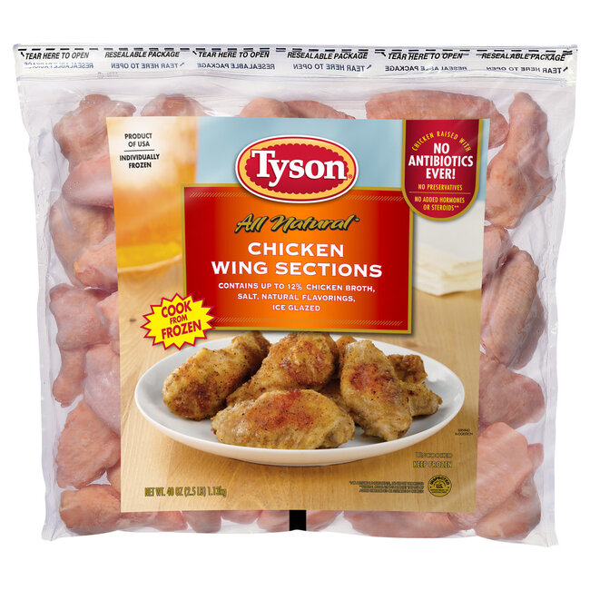 Tyson Chicken Wing Sections, 2.5 lb, 12 ct
