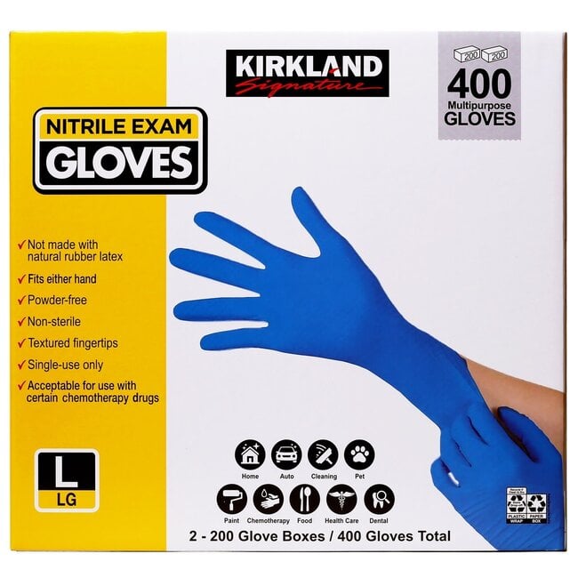 Kirkland Signature Nitrile Exam Gloves Powder Free Large, 400 ct