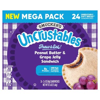 Smuckers Smucker's Uncrustables Peanut Butter & Grape Jelly Sandwich, 2.4 oz, 24 ct