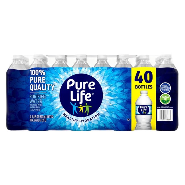 Pure Life Purified Water, 16.9 oz, 40 ct