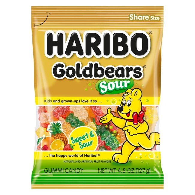 Haribo Goldbears Gummi Candy Sour, 4.5 oz, 12 ct