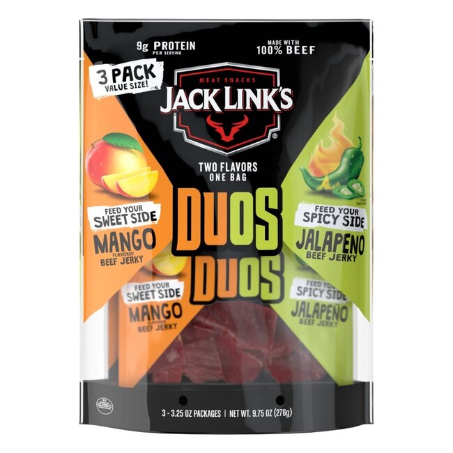 Jack Link's Duos Beef Jerky Mango & Jalapeno, 3.25 oz, 3 ct