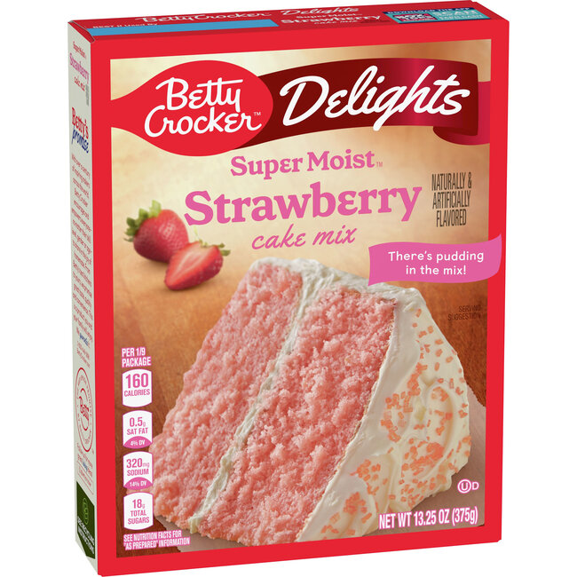 Betty Crocker Delights Super Moist Cake Mix Strawberry, 13.25 oz, 12 ct