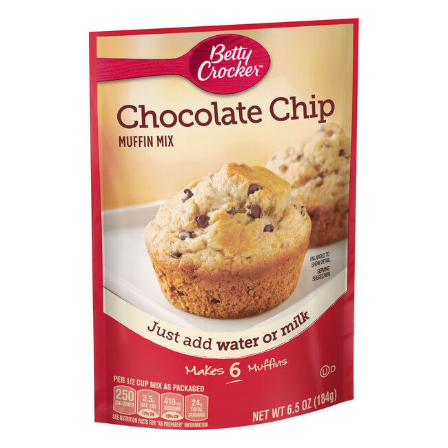 Betty Crocker Chocolate Chip Muffin Mix, 6.5 oz, 9 ct