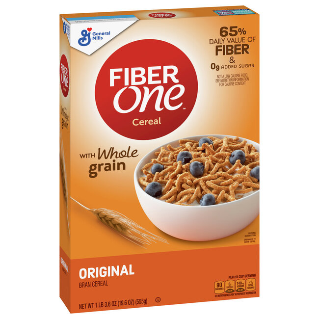 Fiber One Breakfast Cereal Original Bran, 19.6 oz, 6 ct