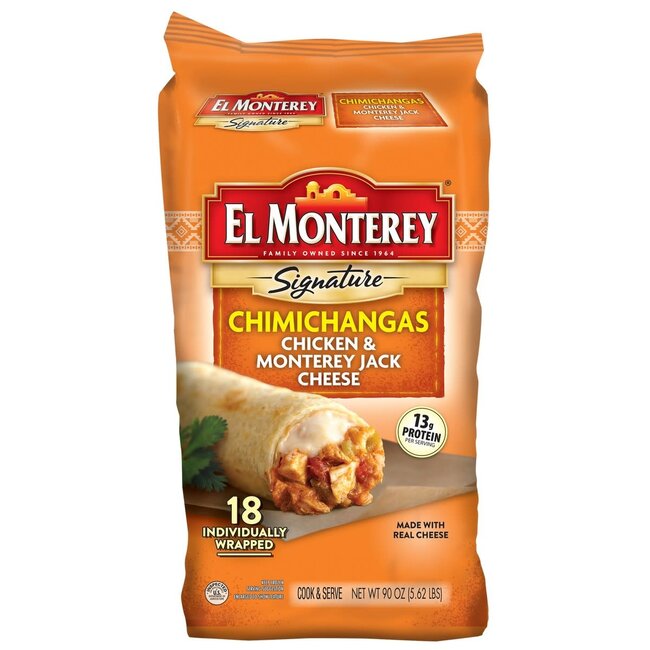 El Monterey Signature Chimichangas Chicken & Cheese, 5 oz, 18 ct