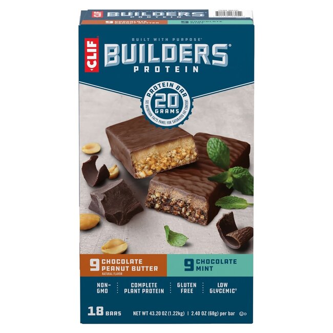 Clif Builder's Protein Bar 20g Protein Variety Pack, 2.4 oz, 18 ct