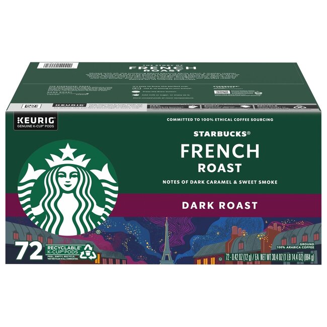 Starbucks French Roast Coffee Dark Roast Keurig K-Cup Pods, 72 ct