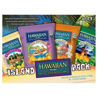 Hawaiian Hawaiian Kettle Style Potato Chips Island Variety Pack, 1.5 oz, 30 ct
