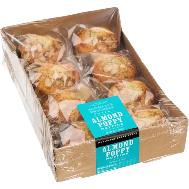 Schwartz Brothers Bakery Almond Poppy Muffins, 4 oz, 8 ct
