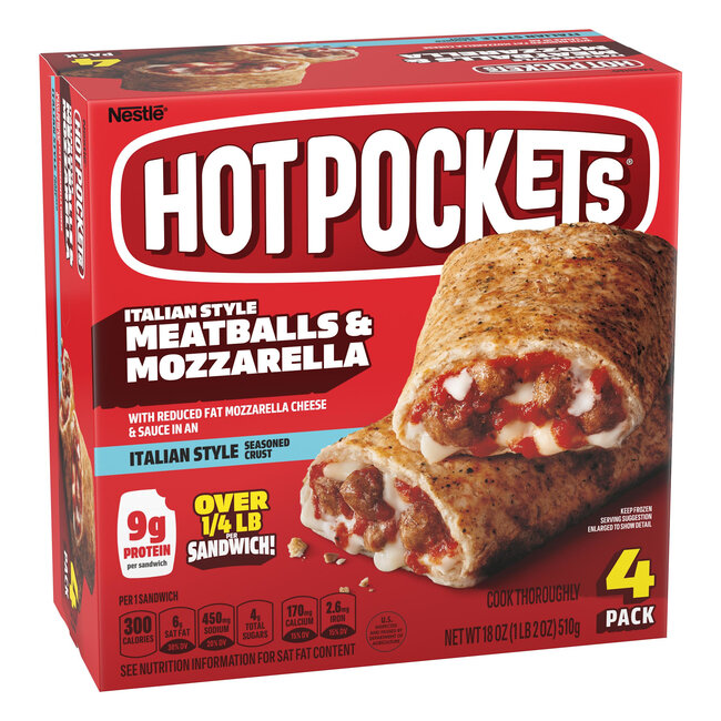 Hot Pockets Sandwiches Italian Style Meatballs And Mozzarella, 18 oz, 4 ct