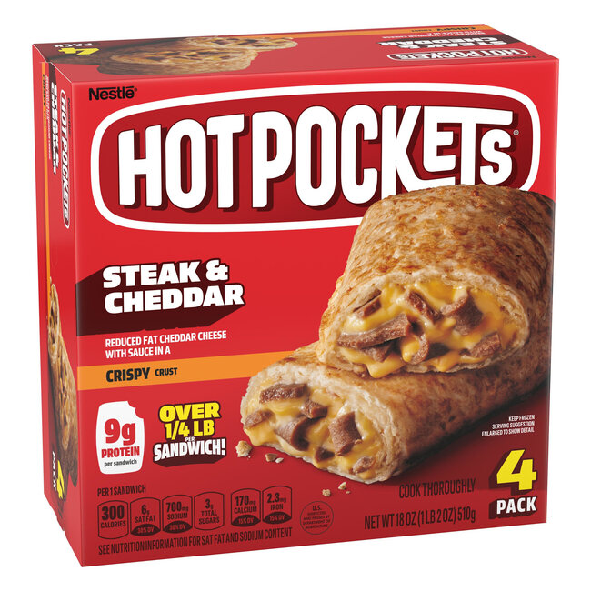 Hot Pockets Sandwiches Steak And Cheddar, 18 oz, 4 ct